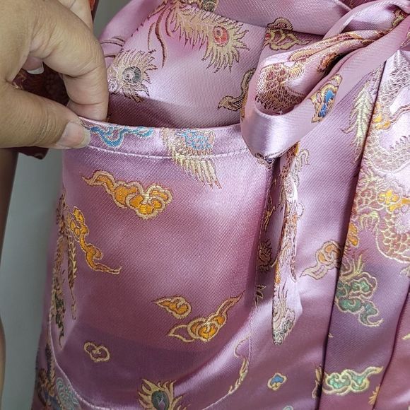 Lotus Women's Pink "Silk" Robe, Sz. Med - Picture 4 of 8
